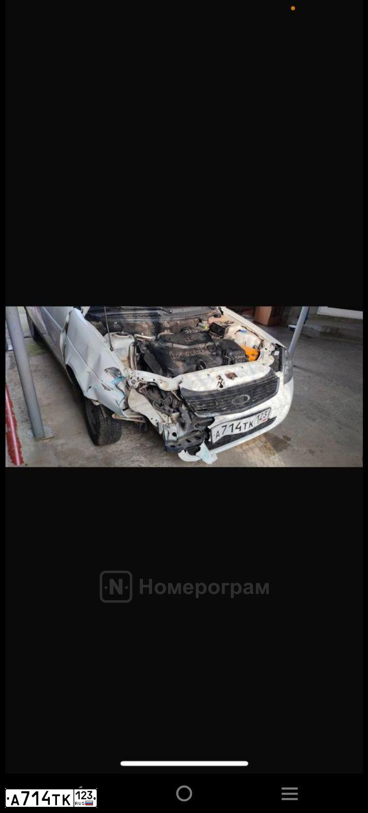Фото автомобиля LADA 2170 PRIORA, 2013 — госномер А714ТК123. Цвет: Белый