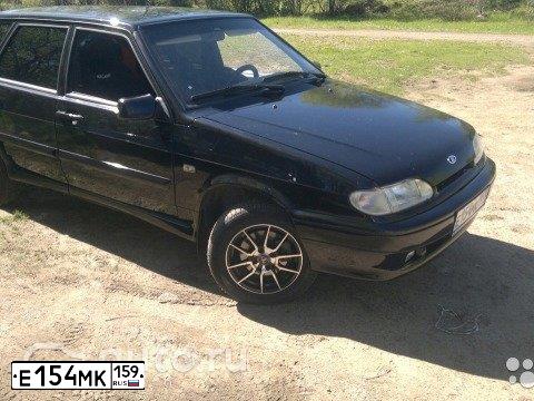 Фото автомобиля LADA 2114 SAMARA, 2013 — госномер Е154МК159. Цвет: Сине-Черный