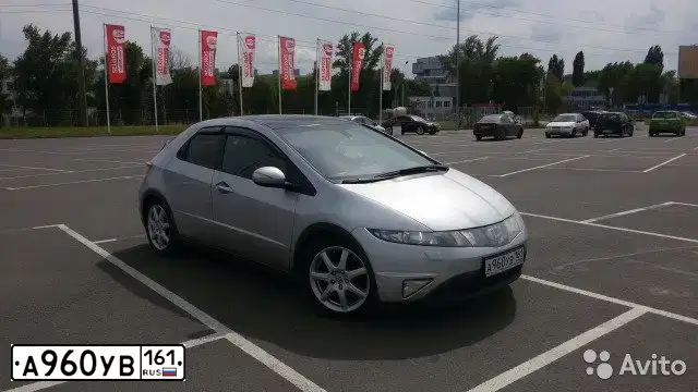 Фото автомобиля HONDA CIVIC, 2008 — госномер А960УВ161. Цвет: Серебристый