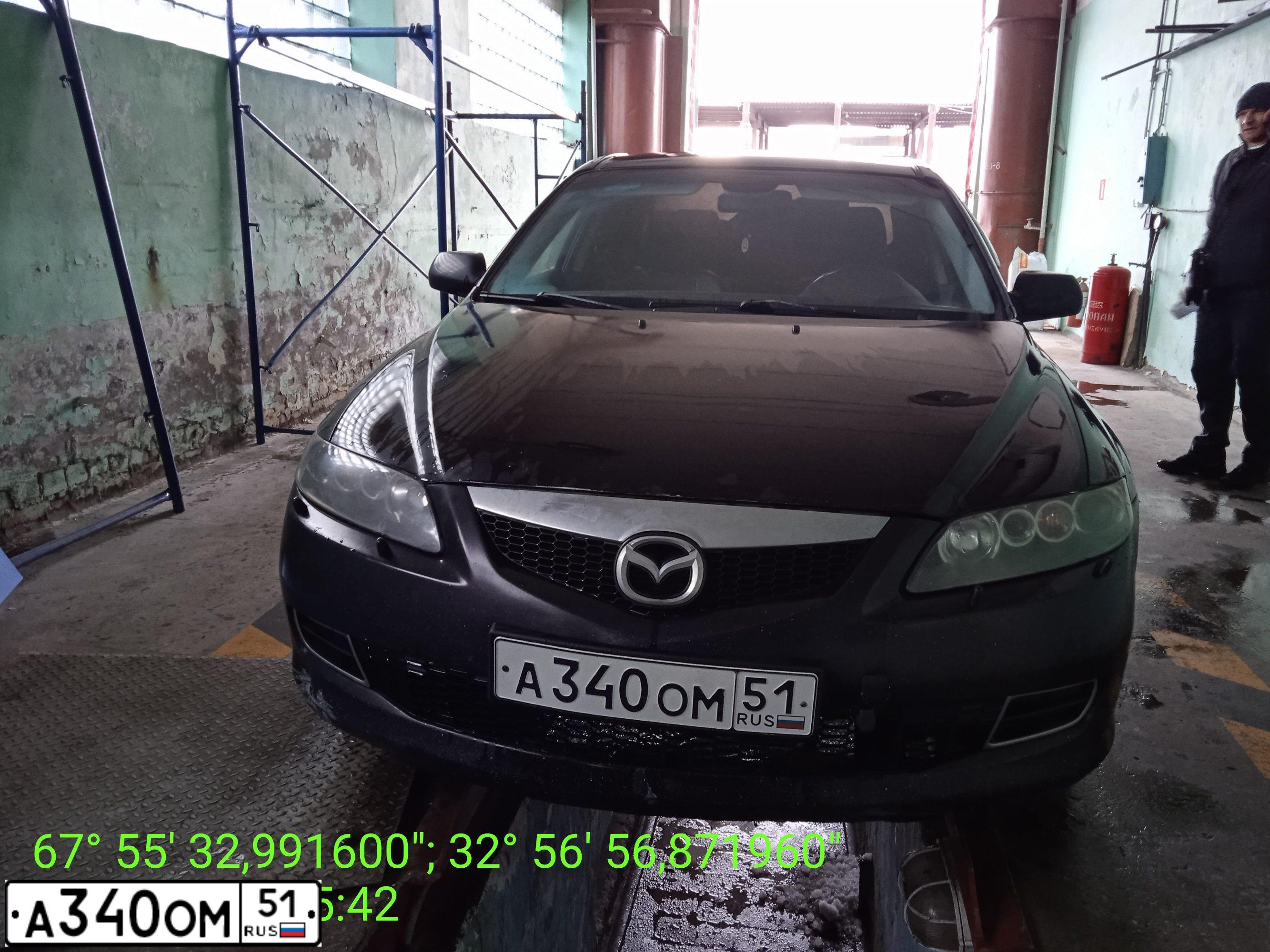 Фото автомобиля MAZDA 6, 2007 — госномер В992МН51. Цвет: ТЕМНО-ВИШНЕВЫЙ