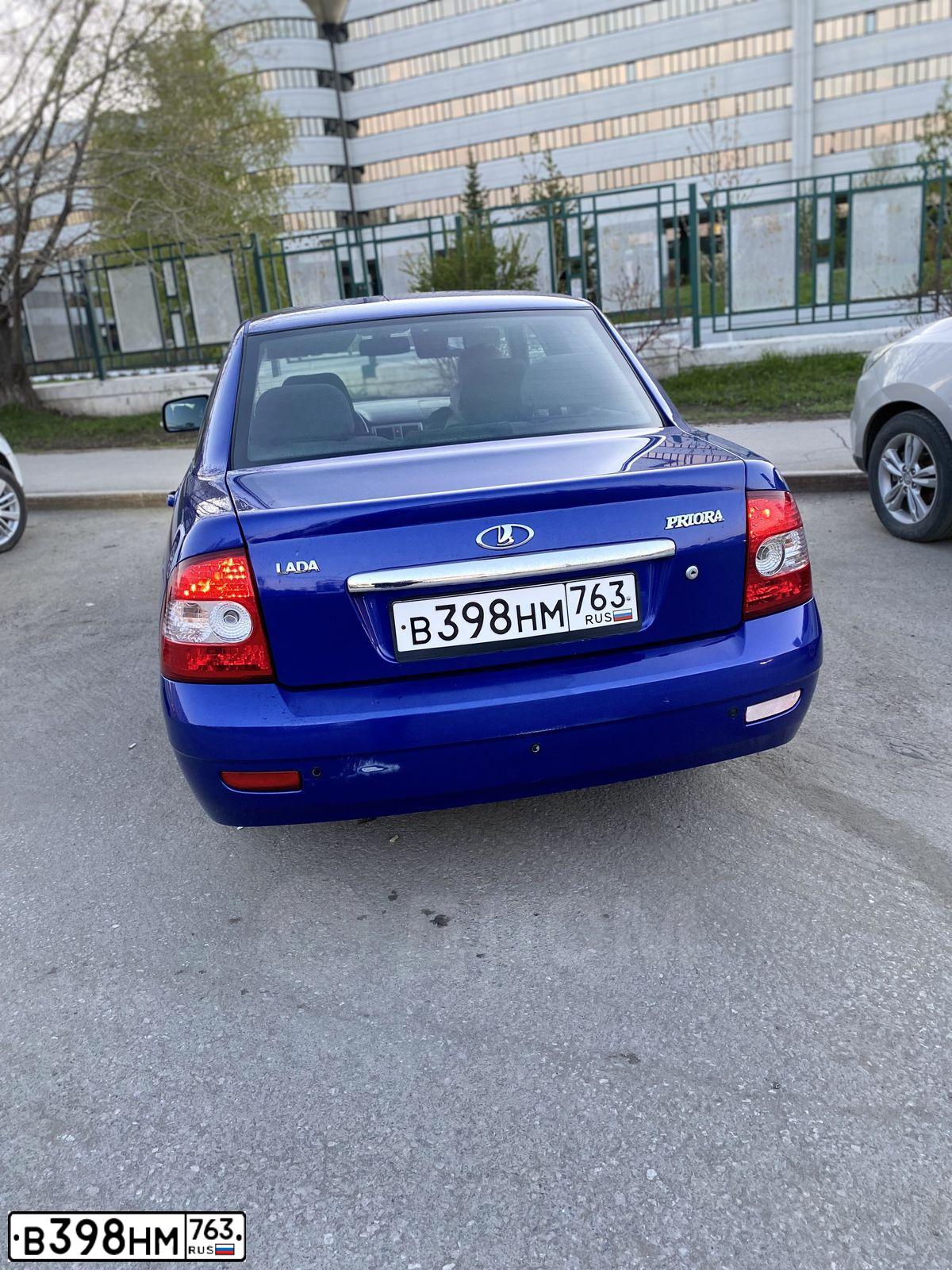 Фото автомобиля LADA 2170 PRIORA, 2010 — госномер Е188ТТ763. Цвет: синий