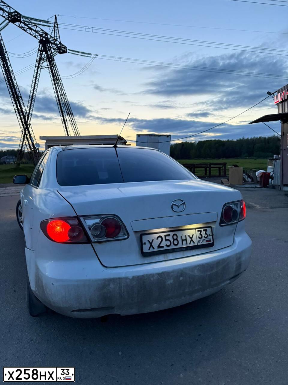 Фото автомобиля MAZDA 6, 2002 — госномер Х258НХ33. Цвет: Серебристый