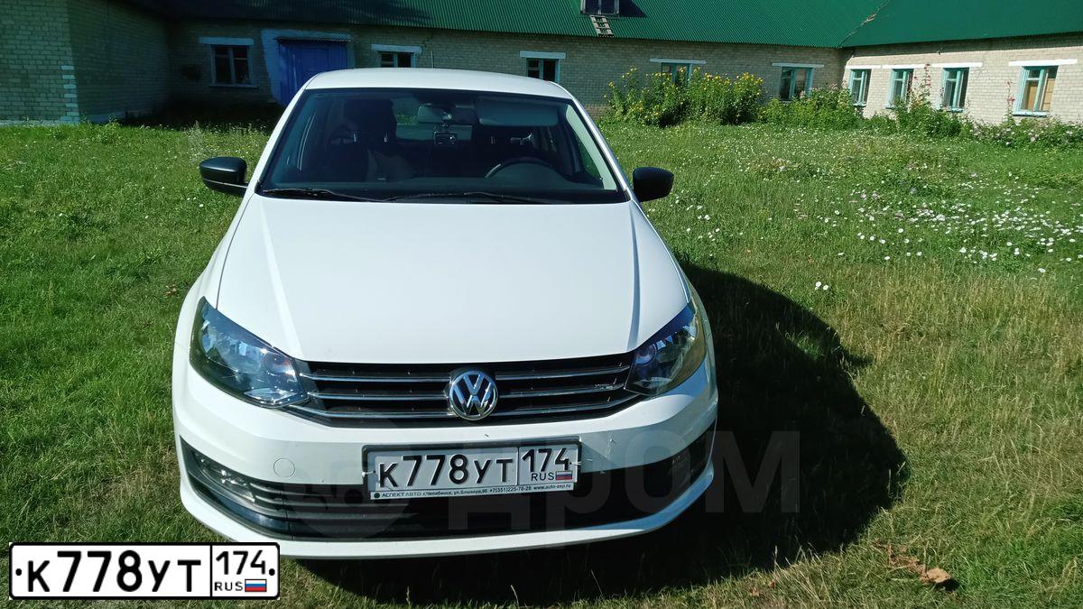 Фото автомобиля VOLKSWAGEN POLO, 2019 — госномер К778УТ174. Цвет: Белый