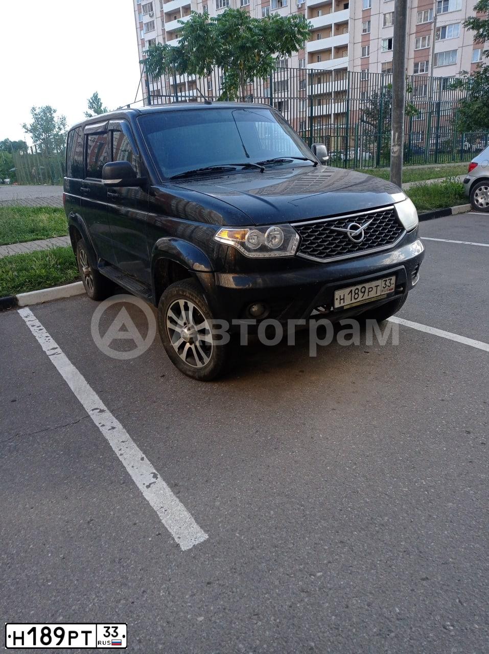 Фото автомобиля UAZ PATRIOT, 2017 — госномер О603УР33. Цвет: ЧЕРНЫЙ МЕТАЛЛИК