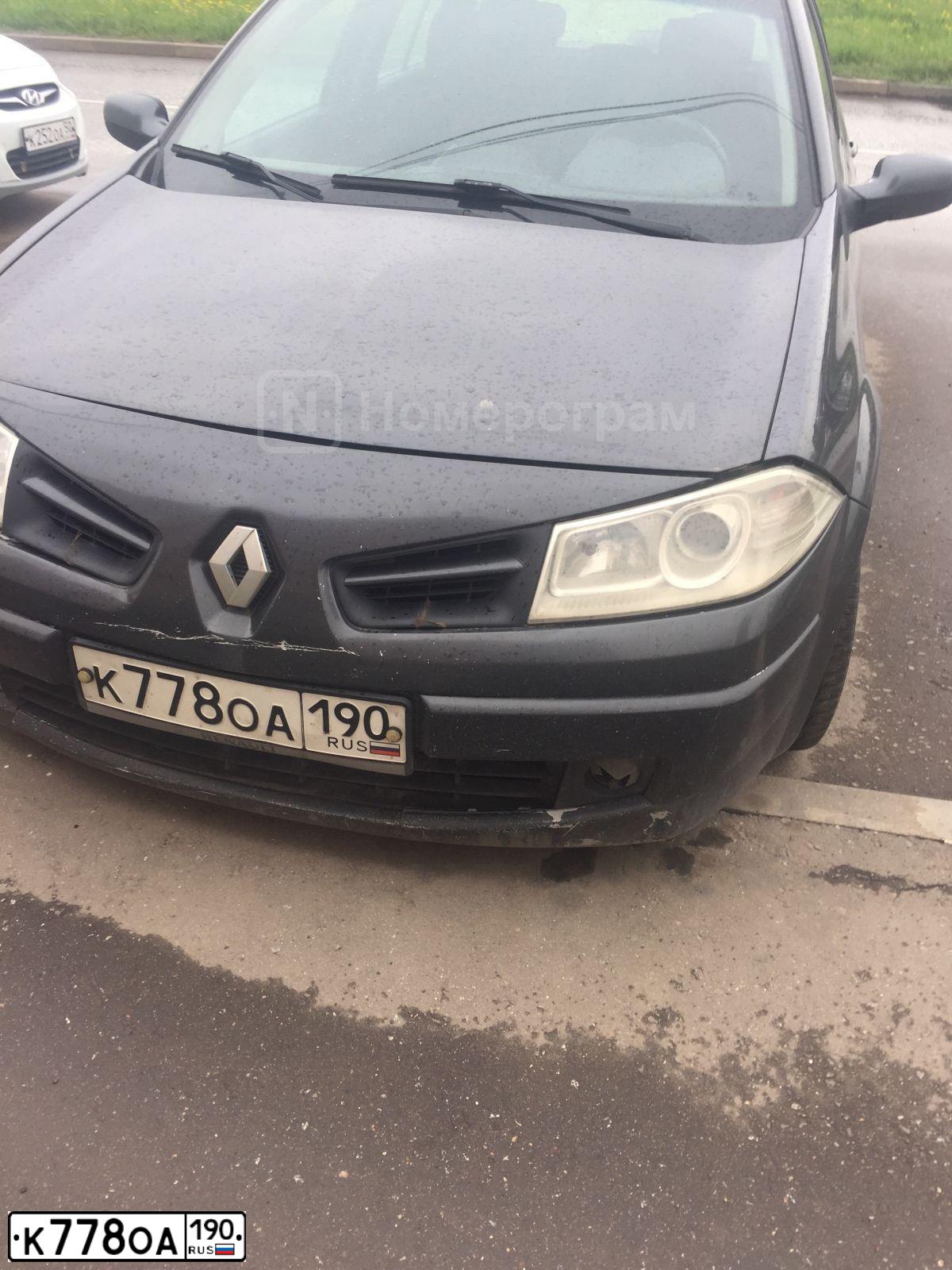 Фото автомобиля RENAULT MEGANE, 2007 — госномер К778ОА190. Цвет: ЧЕРНЫЙ