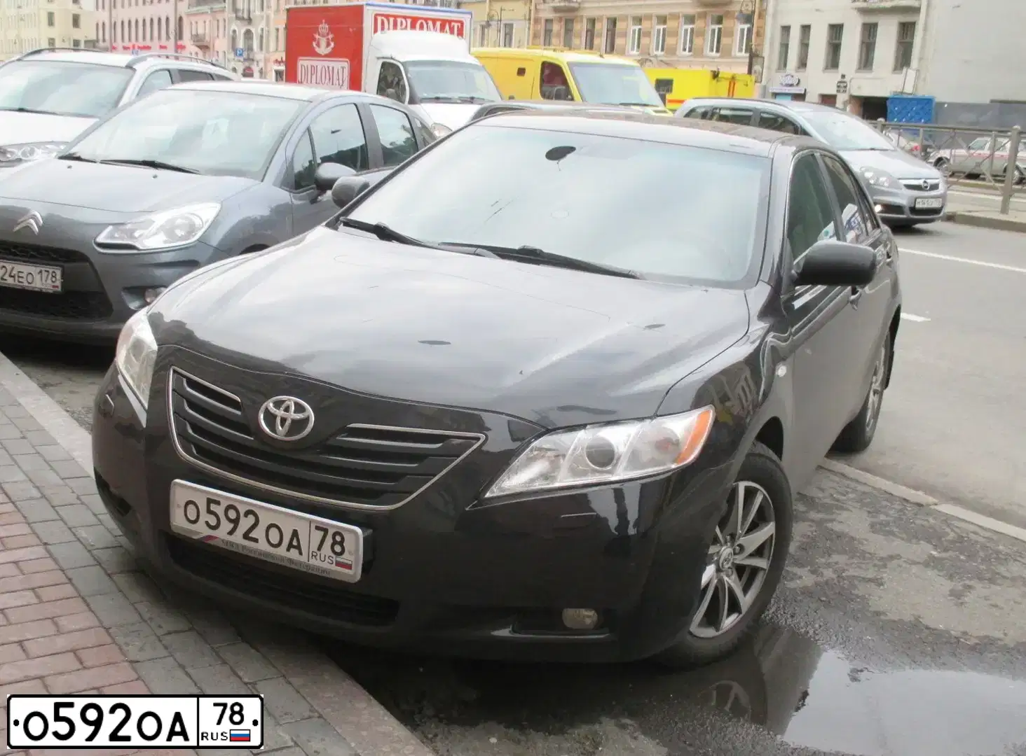 Фото автомобиля TOYOTA CAMRY, 2008 — госномер О592АО78. Цвет: ЧЕРНЫЙ