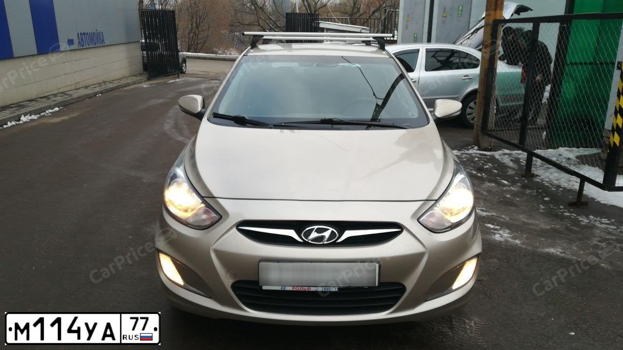 Фото автомобиля HYUNDAI SOLARIS, 2012 — госномер Е488ТТ197. Цвет: БЕЖЕВЫЙ