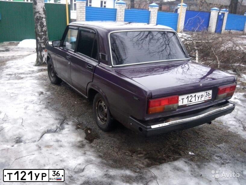Фото автомобиля LADA 2107, 2000 — госномер Т121УР36. Цвет: ФИОЛЕТОВЫЙ
