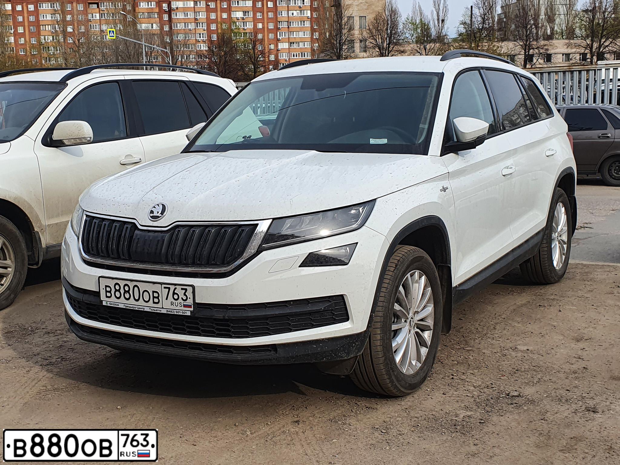 Фото автомобиля SKODA KODIAQ, 2019 — госномер В880ОВ763. Цвет: Белый
