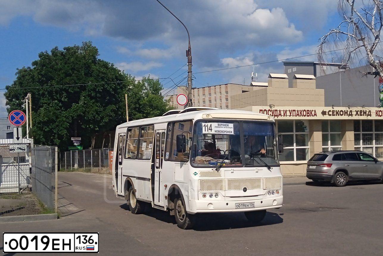 Фото автомобиля PAZ 3205, 2017 — госномер О019ЕН136. Цвет: Белый