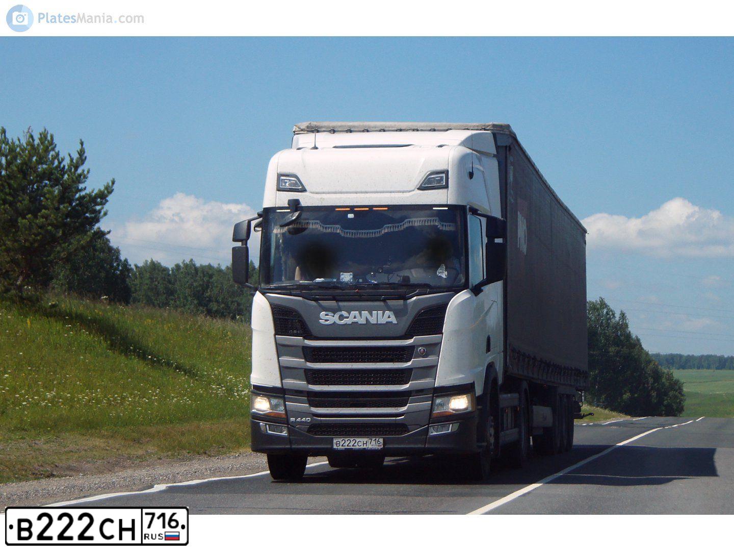 Фото автомобиля SCANIA A SERIE R 4X2, 2019 — госномер В222СН716. Цвет: Белый