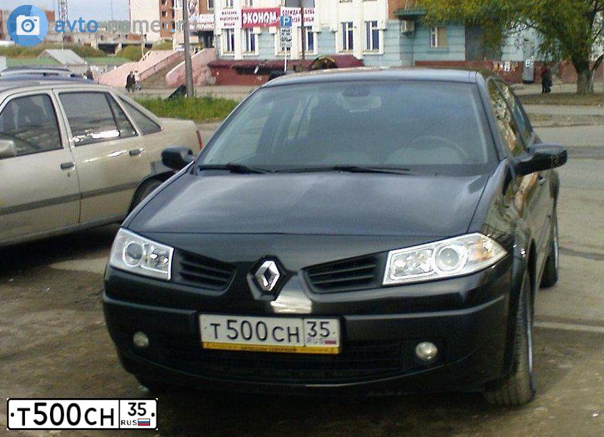 Фото автомобиля RENAULT MEGANE, 2007 — госномер Е313ХЕ35. Цвет: ЧЕРНЫЙ