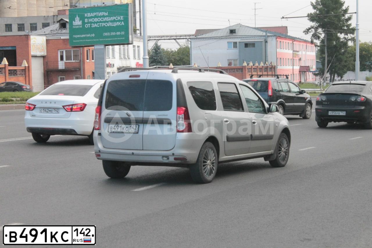Фото автомобиля LADA LARGUS, 2018 — госномер В491КС142. Цвет: СЕРЕБРИСТЫЙ