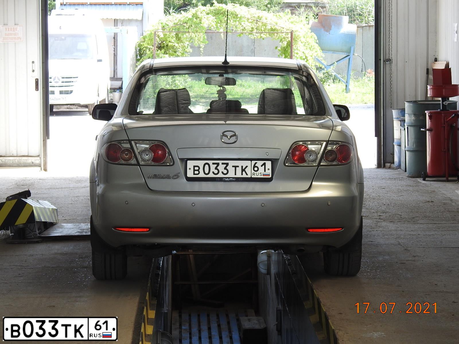 Фото автомобиля MAZDA 6, 2005 — госномер В033ТК61. Цвет: СЕРЕБРИСТЫЙ