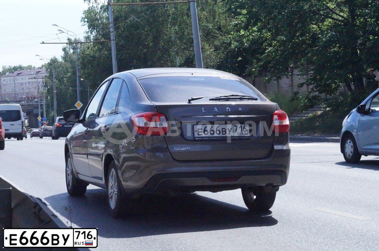 Фото автомобиля LADA 2191 GRANTA, 2019 — госномер Е666ВУ716. Цвет: золотисто коричневый