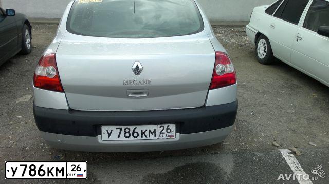 Фото автомобиля RENAULT MEGANE, 2005 — госномер Р303КВ126. Цвет: Светло-Серо-Голубой