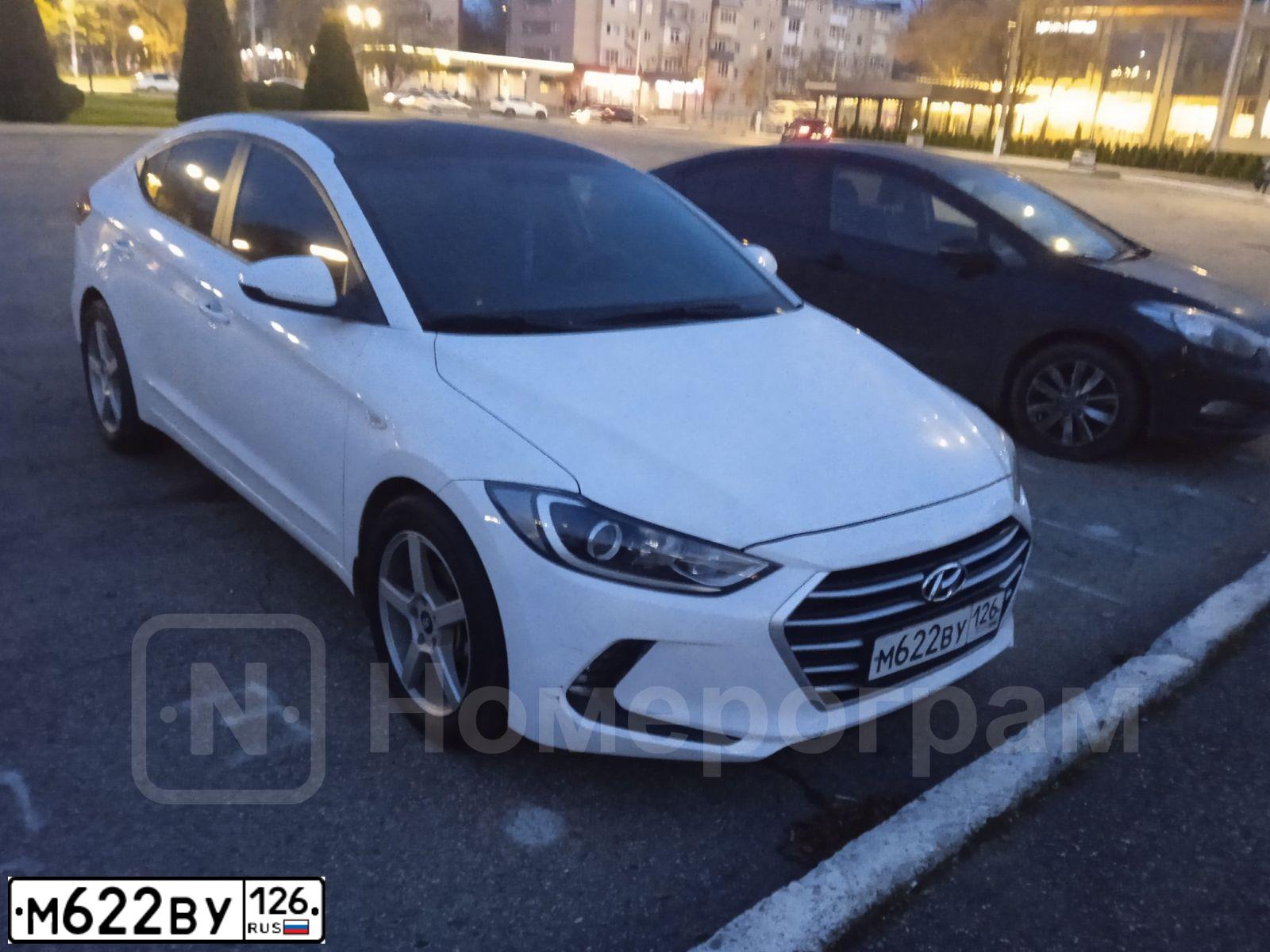 Фото автомобиля HYUNDAI ELANTRA, 2016 — госномер Р080ОО126. Цвет: БЕЛЫЙ ЧЕРНЫЙ