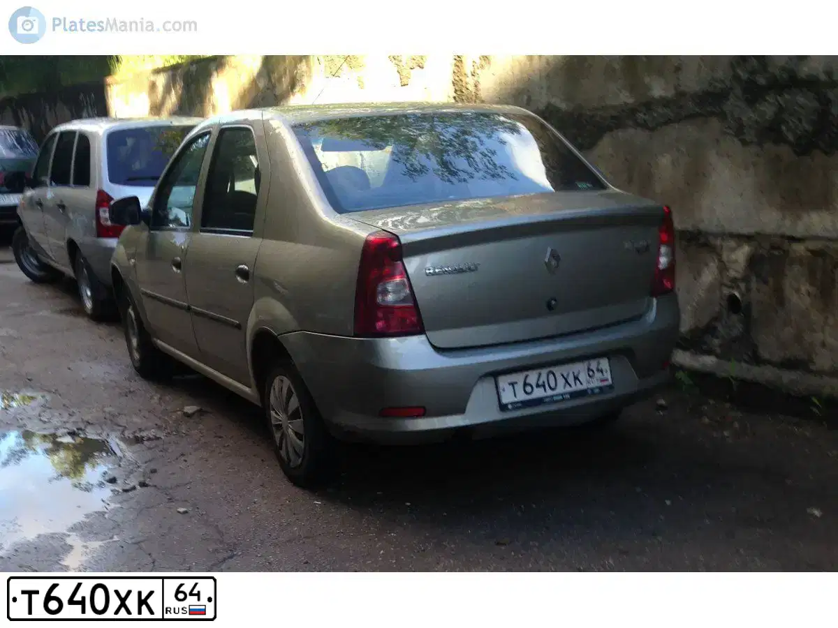 Фото автомобиля RENAULT LOGAN, 2011 — госномер Т640ХК64. Цвет: БЕЖЕВЫЙ