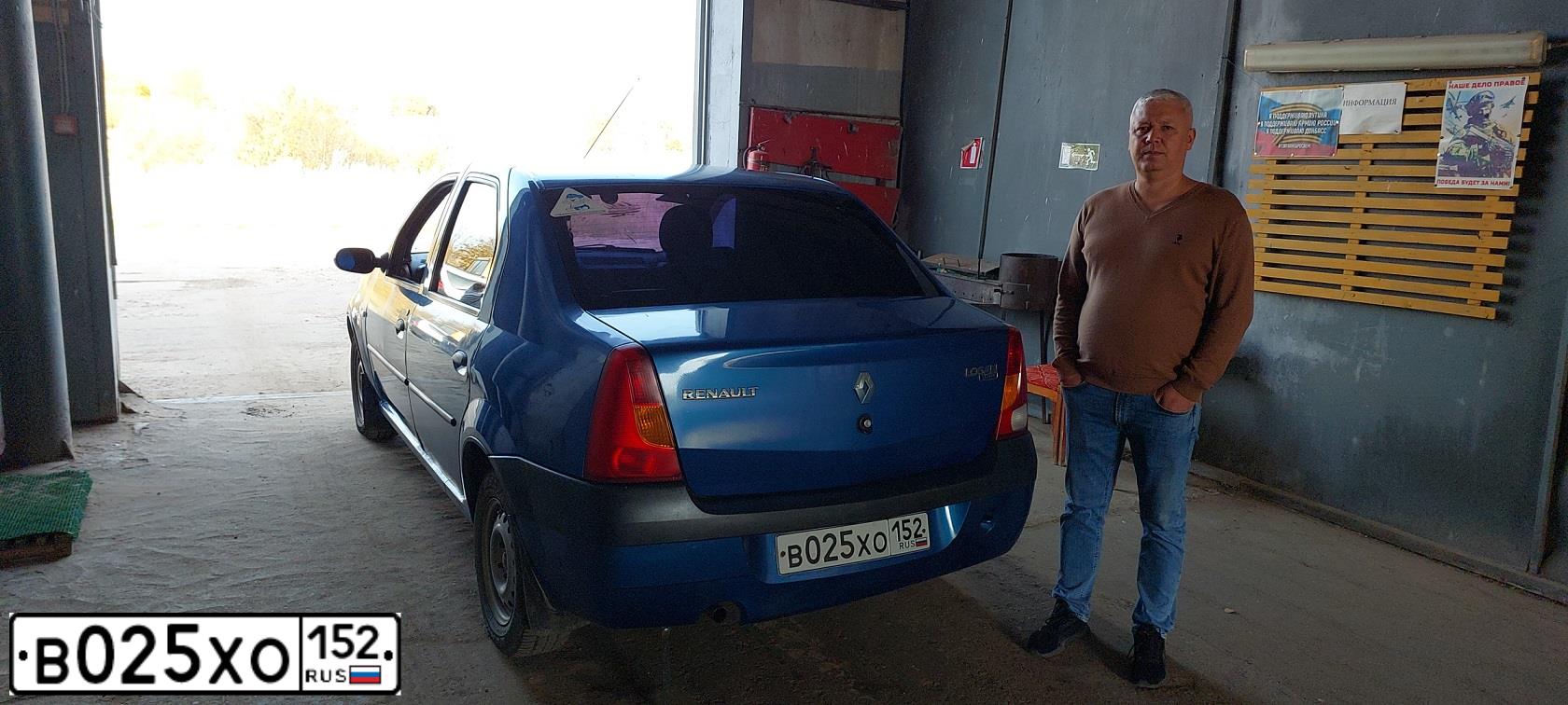 Фото автомобиля RENAULT LOGAN, 2007 — госномер У442МА52. Цвет: СИНИЙ