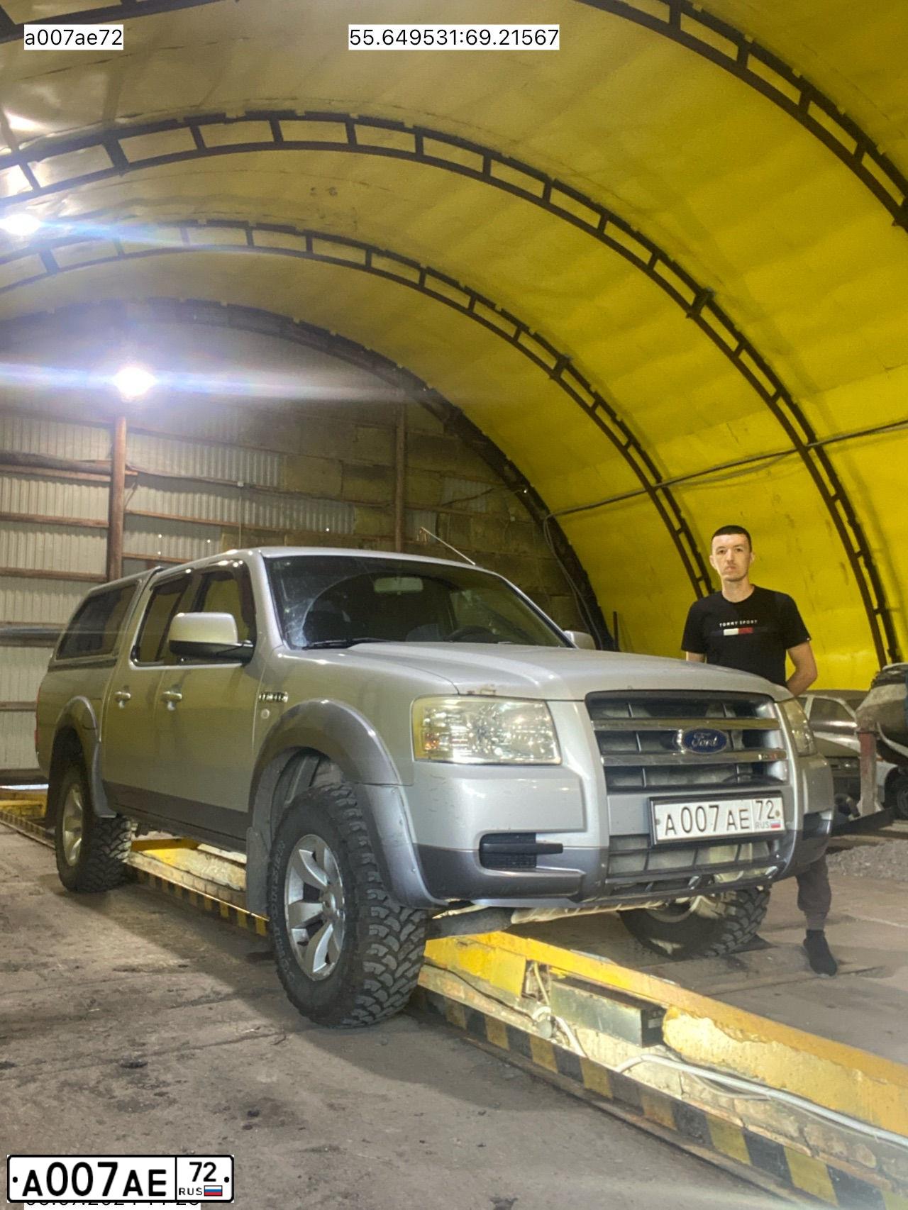 Фото автомобиля FORD RANGER, 2007 — госномер А007АЕ72. Цвет: СЕРЕБРИСТЫЙ