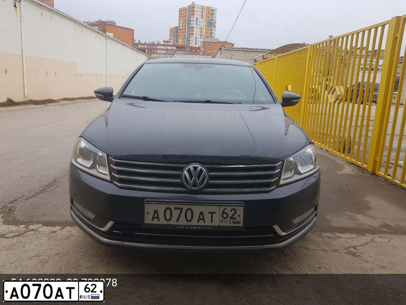 Фото автомобиля VOLKSWAGEN PASSAT, 2013 — госномер А070АТ62. Цвет: ЧЕРНЫЙ