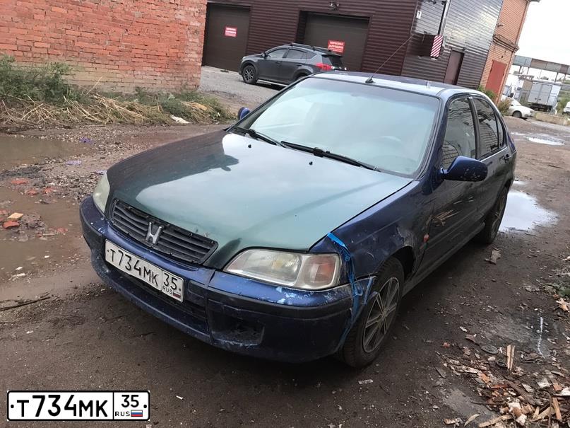 Фото автомобиля HONDA CIVIC, 2000 — госномер О299УК44. Цвет: синий