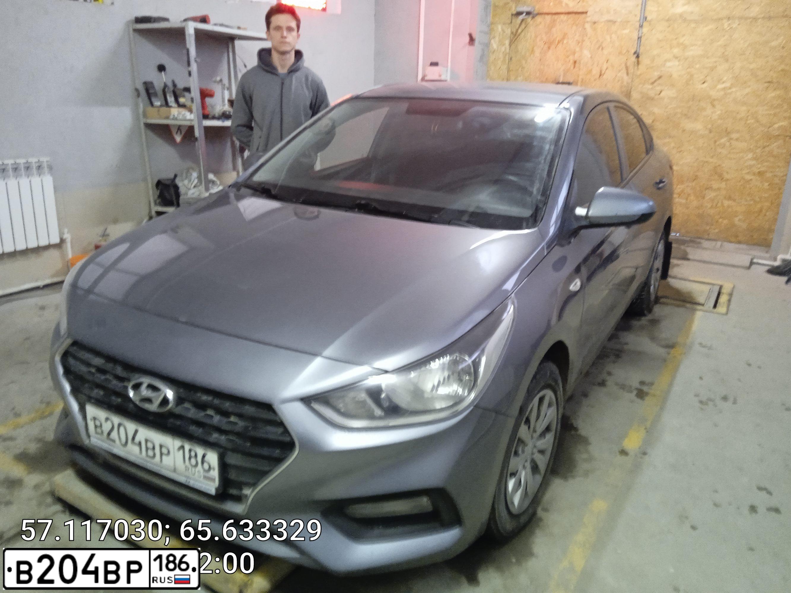 Фото автомобиля HYUNDAI SOLARIS, 2019 — госномер К627УВ95. Цвет: Серый