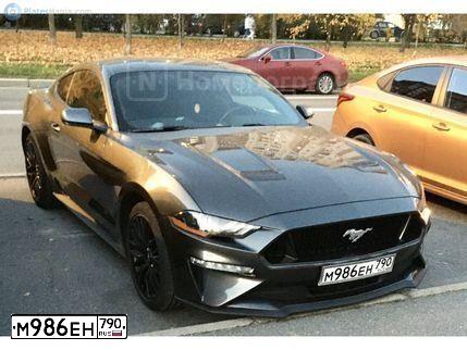 Фото автомобиля FORD MUSTANG, 2018 — госномер М015МР198. Цвет: ТЕМНО-СЕРЫЙ