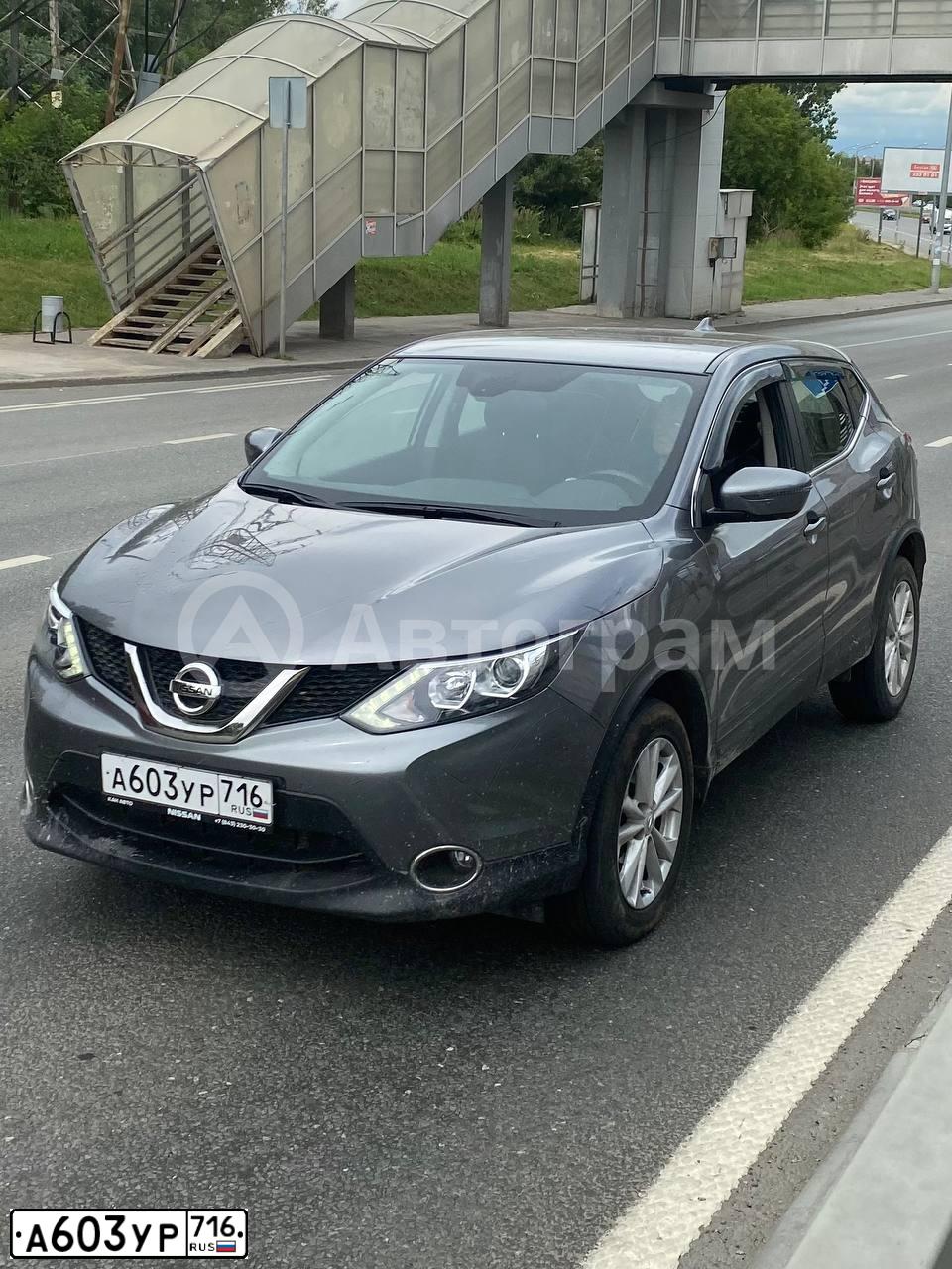 Фото автомобиля NISSAN QASHQAI, 2018 — госномер А603УР716. Цвет: Серый
