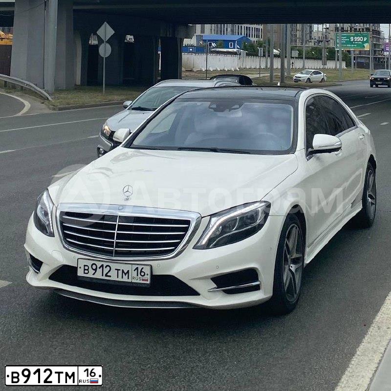 Фото автомобиля MERCEDES S-KLASSE, 2013 — госномер В912ТМ16. Цвет: Белый