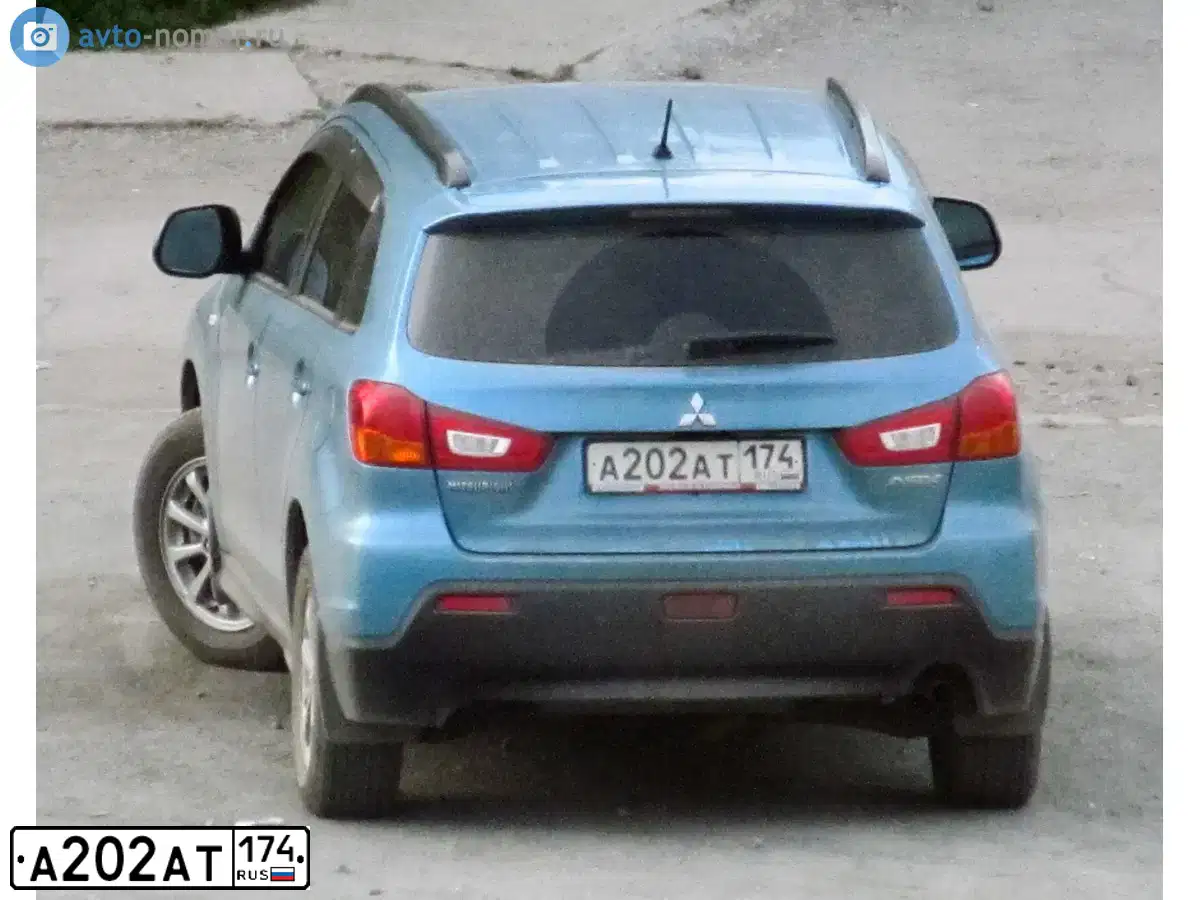 Фото автомобиля MITSUBISHI ASX, 2012 — госномер А202АТ174. Цвет: СВЕТЛО-СИНИЙ