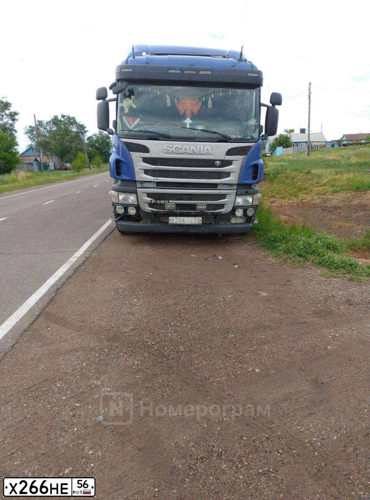 Фото автомобиля SCANIA SERIE P /6X4/, 2012 — госномер С725ВК154. Цвет: синий