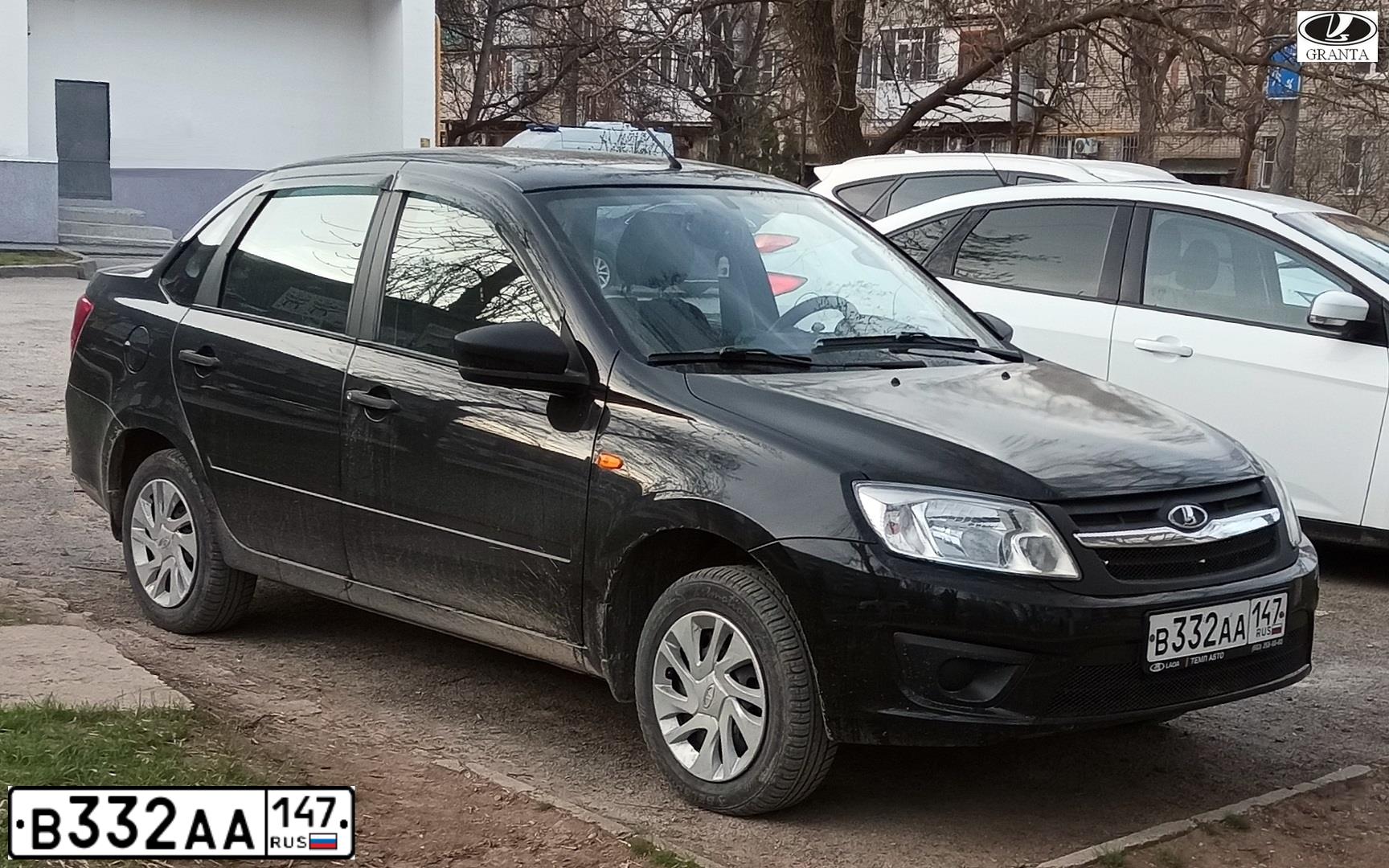 Фото автомобиля LADA 2190 GRANTA, 2017 — госномер В332АА147. Цвет: ЧЕРНЫЙ