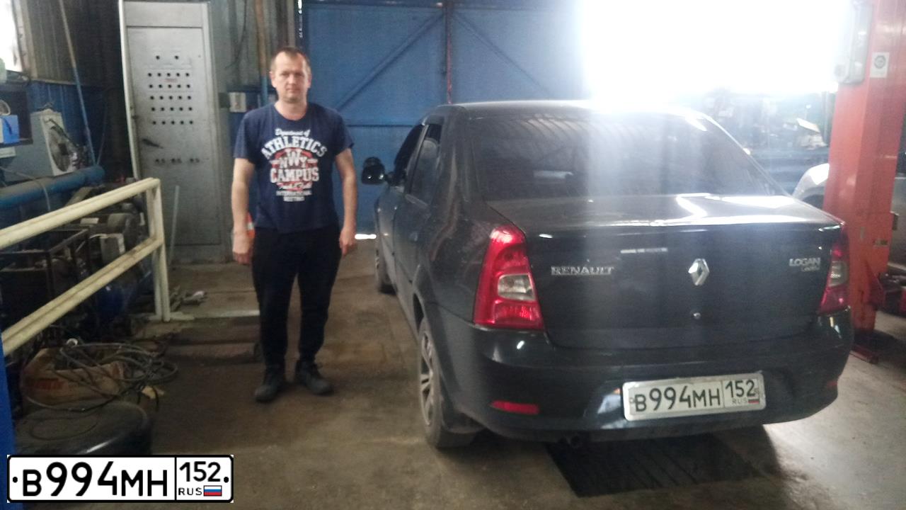 Фото автомобиля RENAULT T LOGAN, 2010 — госномер В994МН152. Цвет: ЧЕРНЫЙ