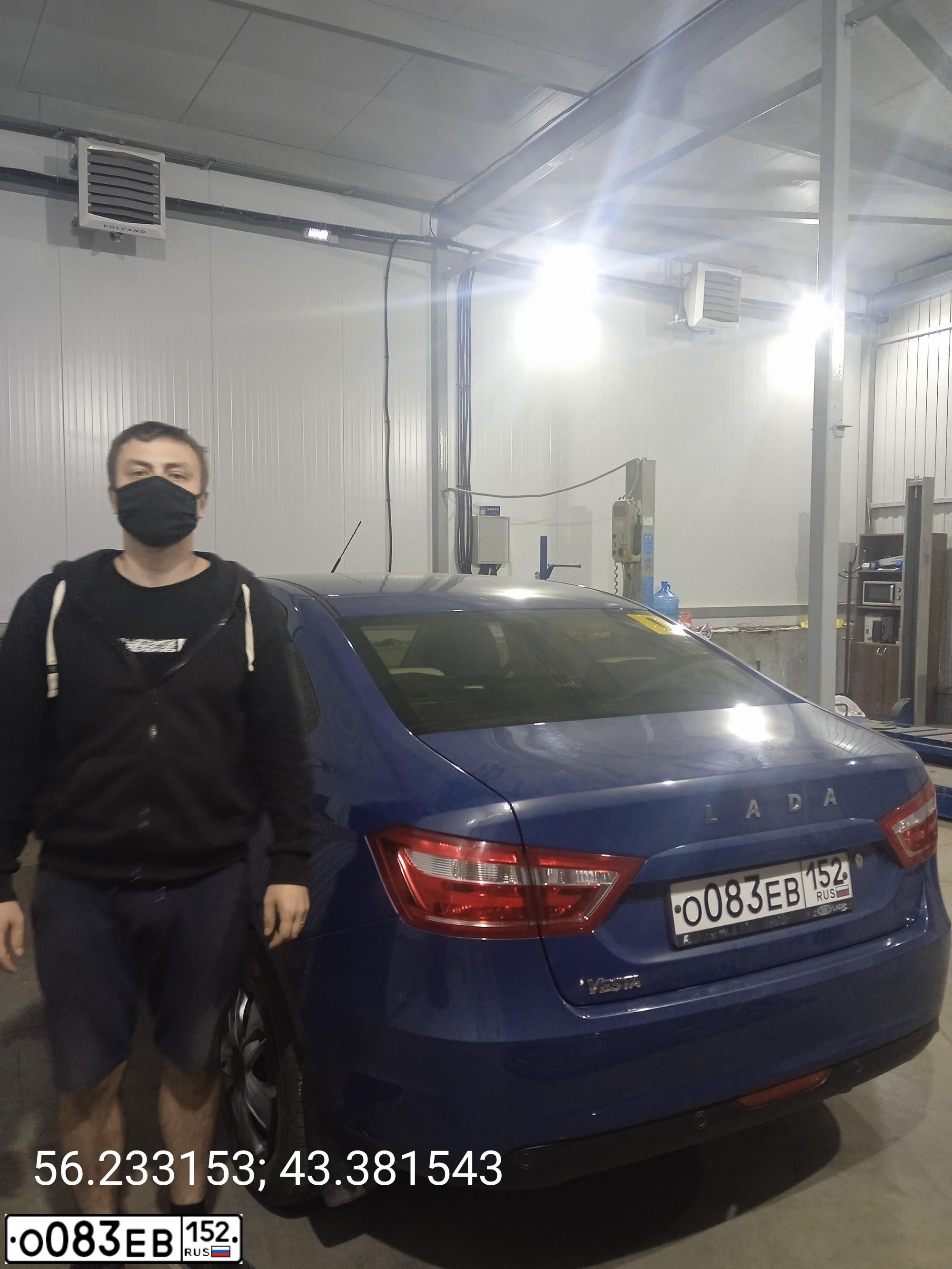 Фото автомобиля LADA VESTA, 2016 — госномер О083ЕВ152. Цвет: ТЕМНО- СИНИЙ