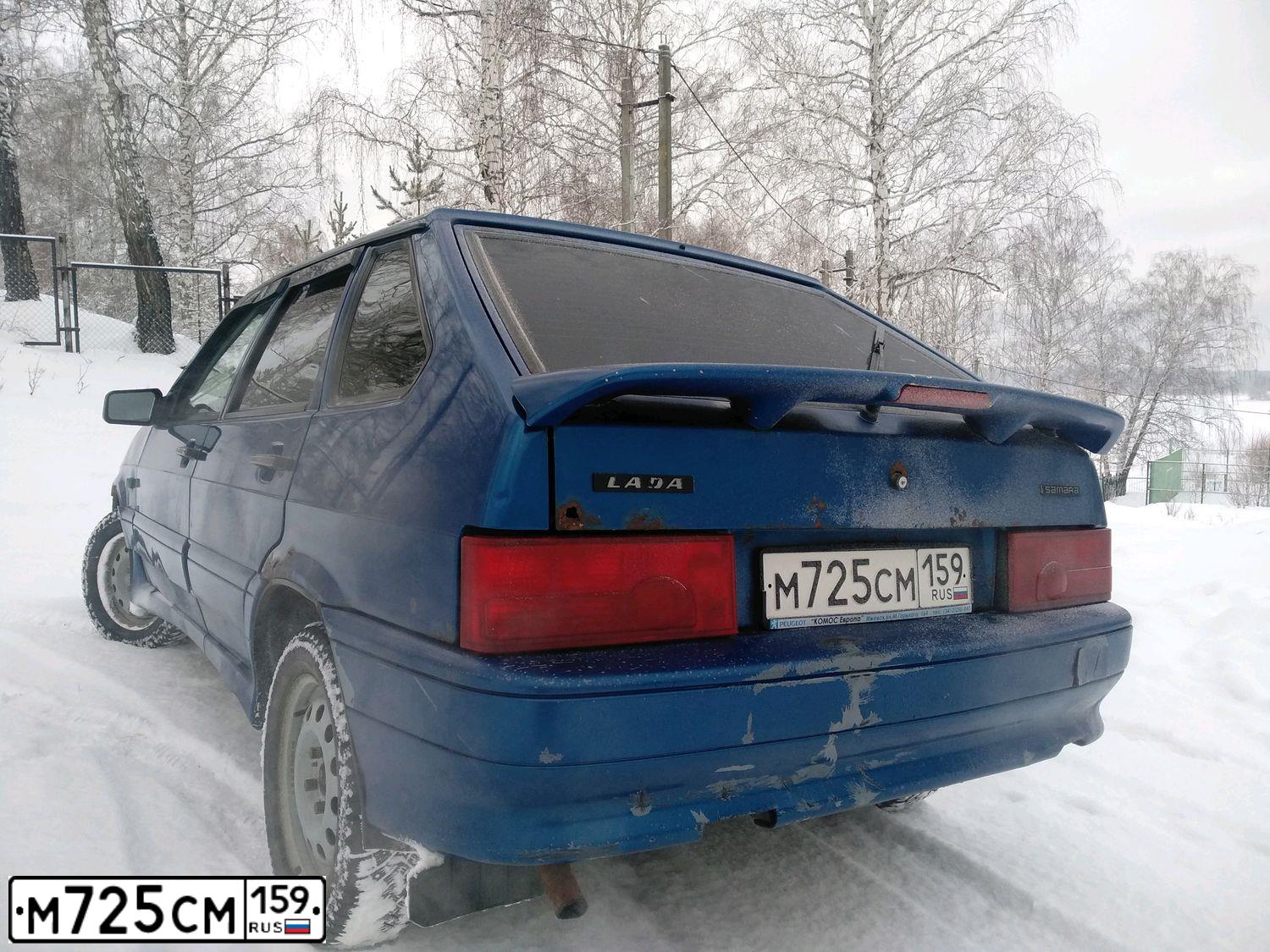 Фото автомобиля LADA 2114 SAMARA, 2008 — госномер М725СМ159. Цвет: СИНИЙ