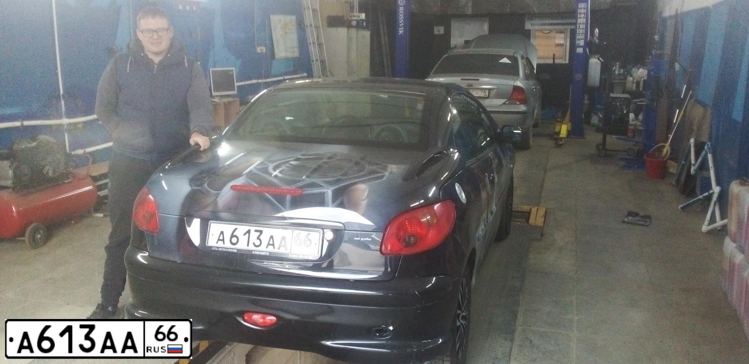 Фото автомобиля PEUGEOT 206 CC, 2005 — госномер А613АА66. Цвет: ЧЕРНЫЙ