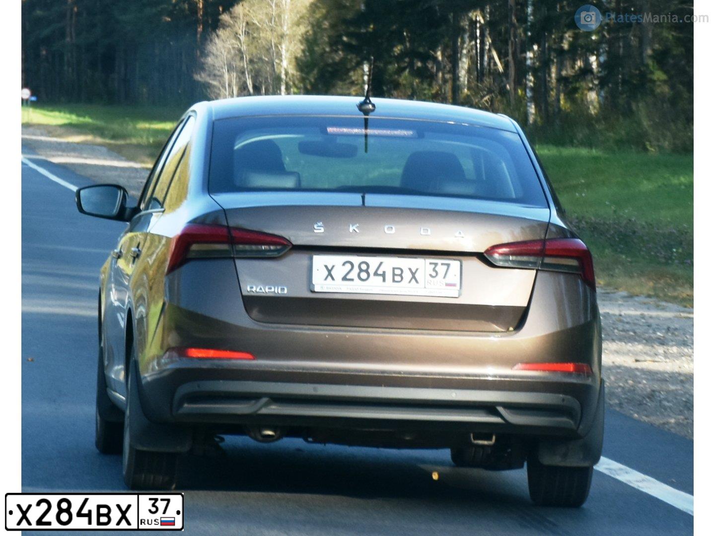 Фото автомобиля SKODA RAPID, 2020 — госномер Х284ВХ37. Цвет: Коричневый
