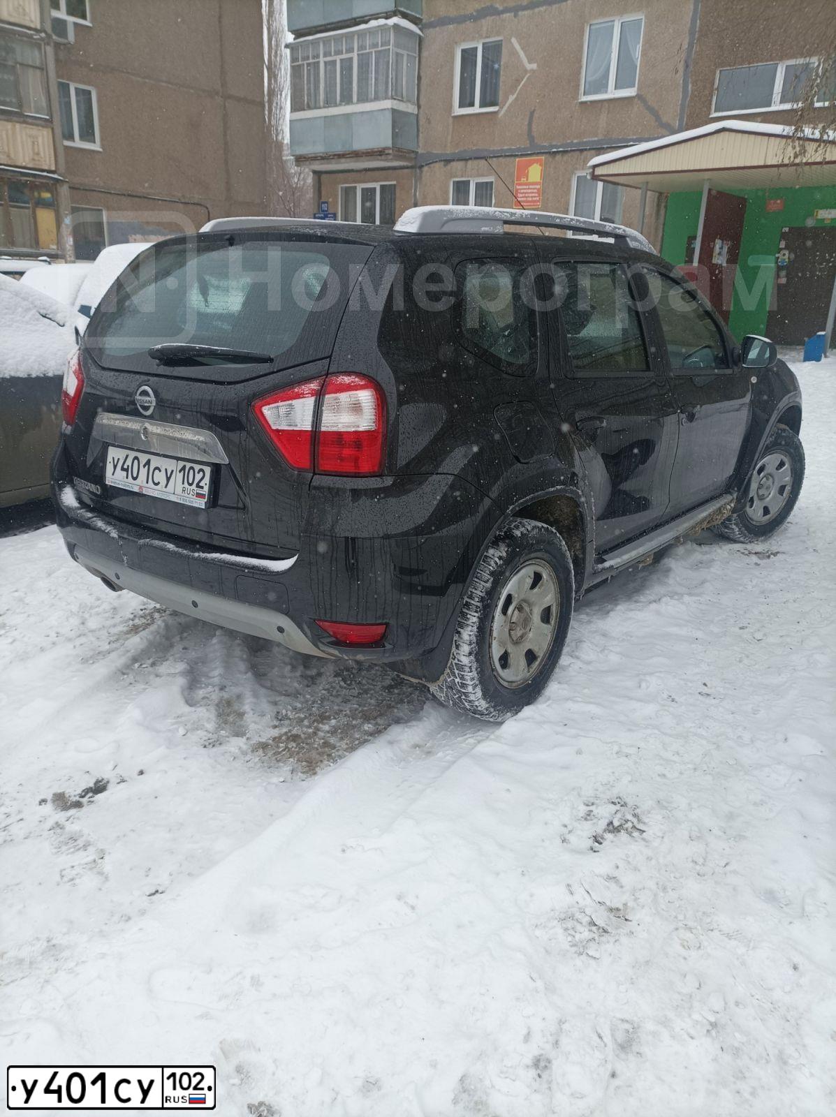 Фото автомобиля NISSAN TERRANO, 2017 — госномер У401СУ102. Цвет: ЧЕРНЫЙ