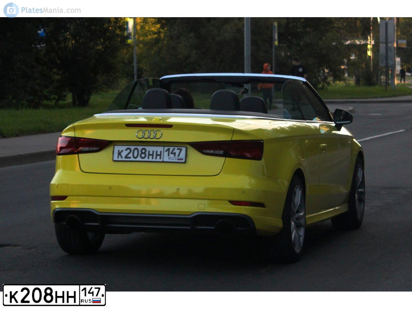 Фото автомобиля AUDI A3, 2018 — госномер К208НН147. Цвет: ЧЕРНЫЙ