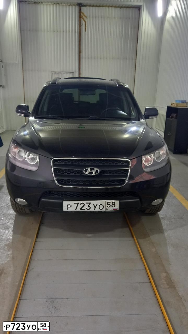 Фото автомобиля HYUNDAI SANTA FE, 2008 — госномер Р723УО58. Цвет: ЧЕРНЫЙ