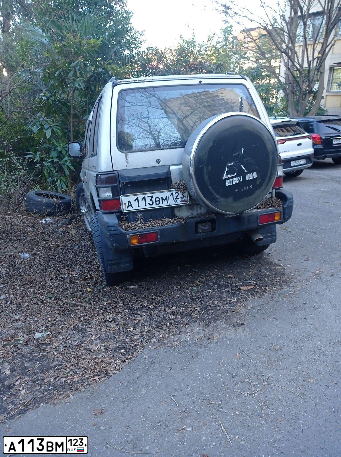 Фото автомобиля MITSUBISHI PAJERO, 1995 — госномер А113ВМ123. Цвет: СЕРЫЙ