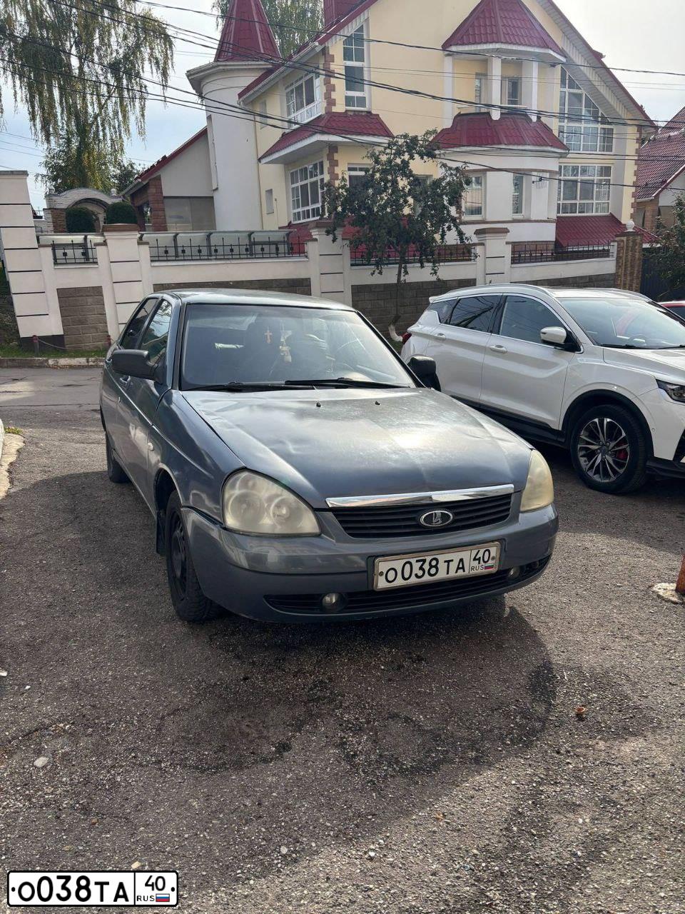 Фото автомобиля LADA 2172 PRIORA, 2008 — госномер О038ТА40. Цвет: Серо-Синий