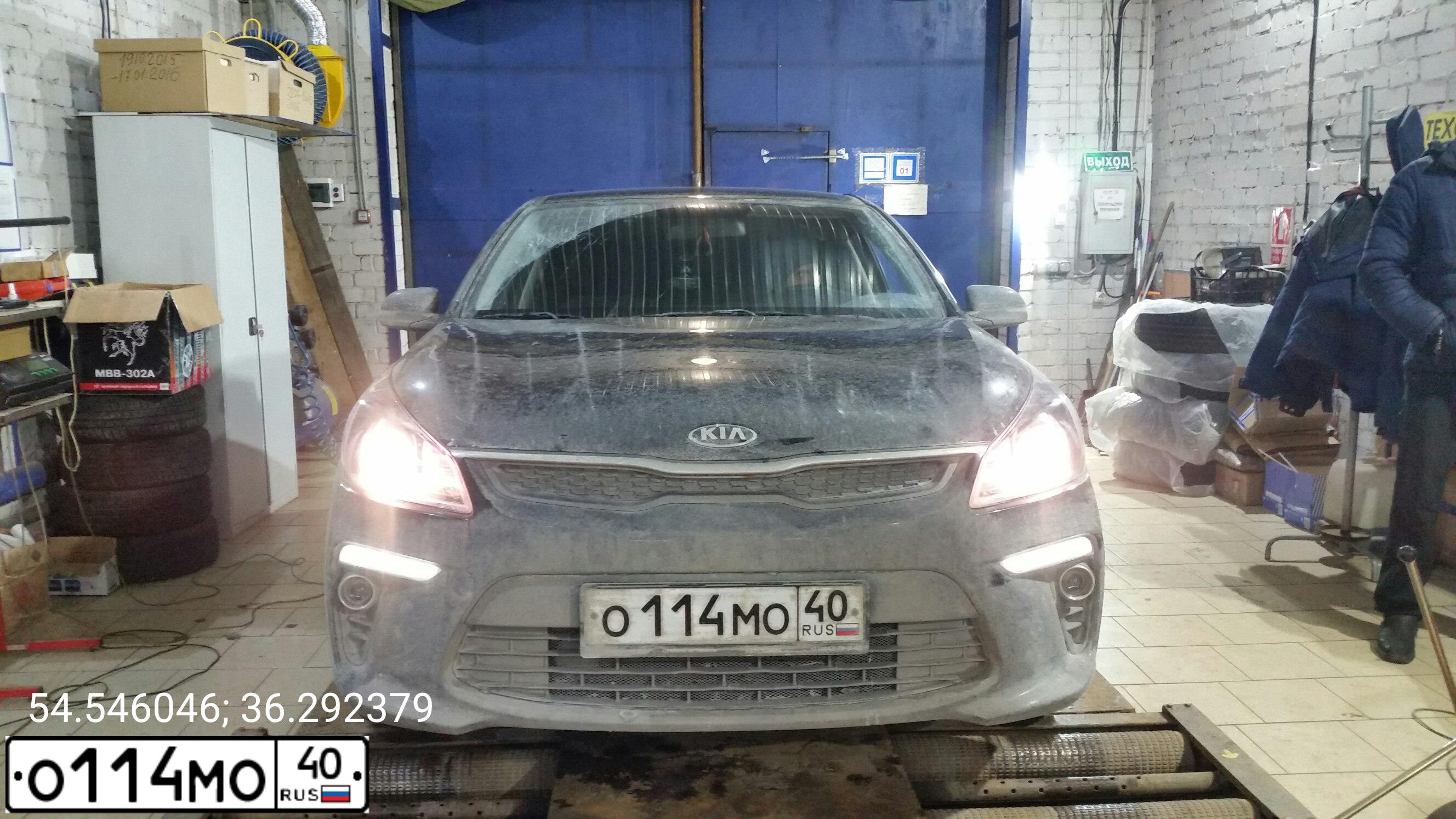 Фото автомобиля KIA RIO, 2017 — госномер О114МО40. Цвет: ЧЕРНЫЙ