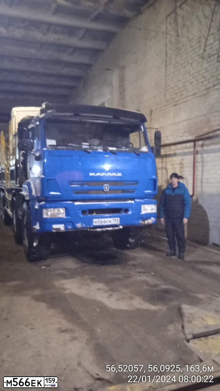 Фото автомобиля KAMAZ 6350 /8X8/ MUSTANG, 2018 — госномер М566ЕК159. Цвет: СИНИЙ