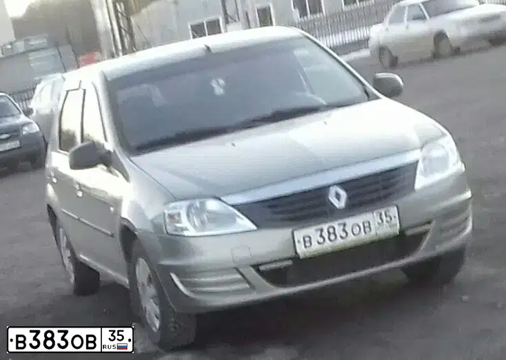Фото автомобиля RENAULT LOGAN, 2011 — госномер М732ХЕ35. Цвет: БЕЖЕВЫЙ