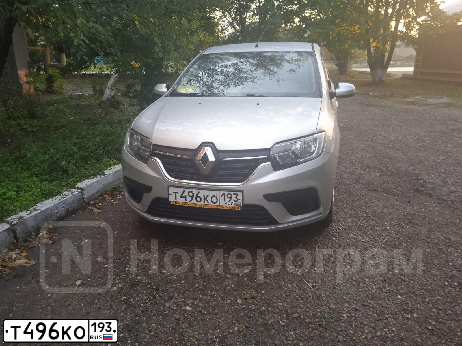 Фото автомобиля RENAULT LOGAN, 2020 — госномер Т496КО193. Цвет: СЕРЫЙ