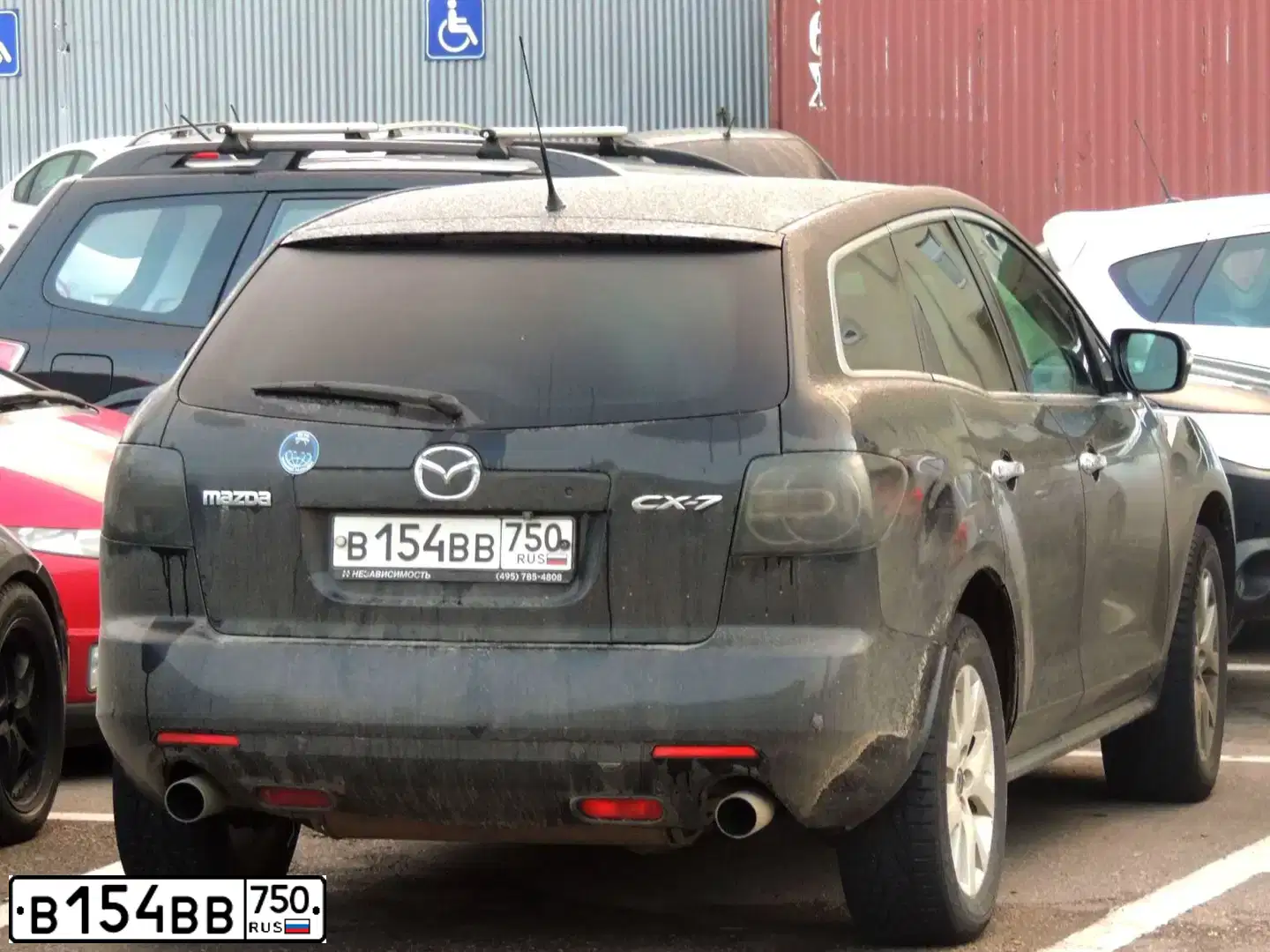 Фото автомобиля MAZDA CX-7, 2008 — госномер В154ВВ750. Цвет: ЧЕРНЫЙ