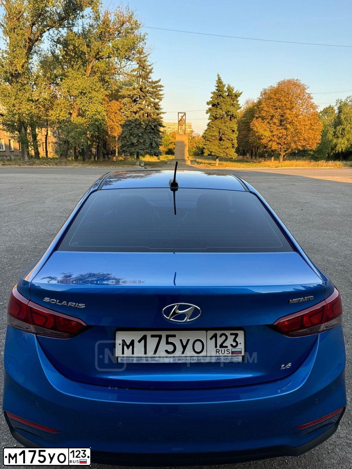 Фото автомобиля HYUNDAI SOLARIS, 2018 — госномер М175УО123. Цвет: синий