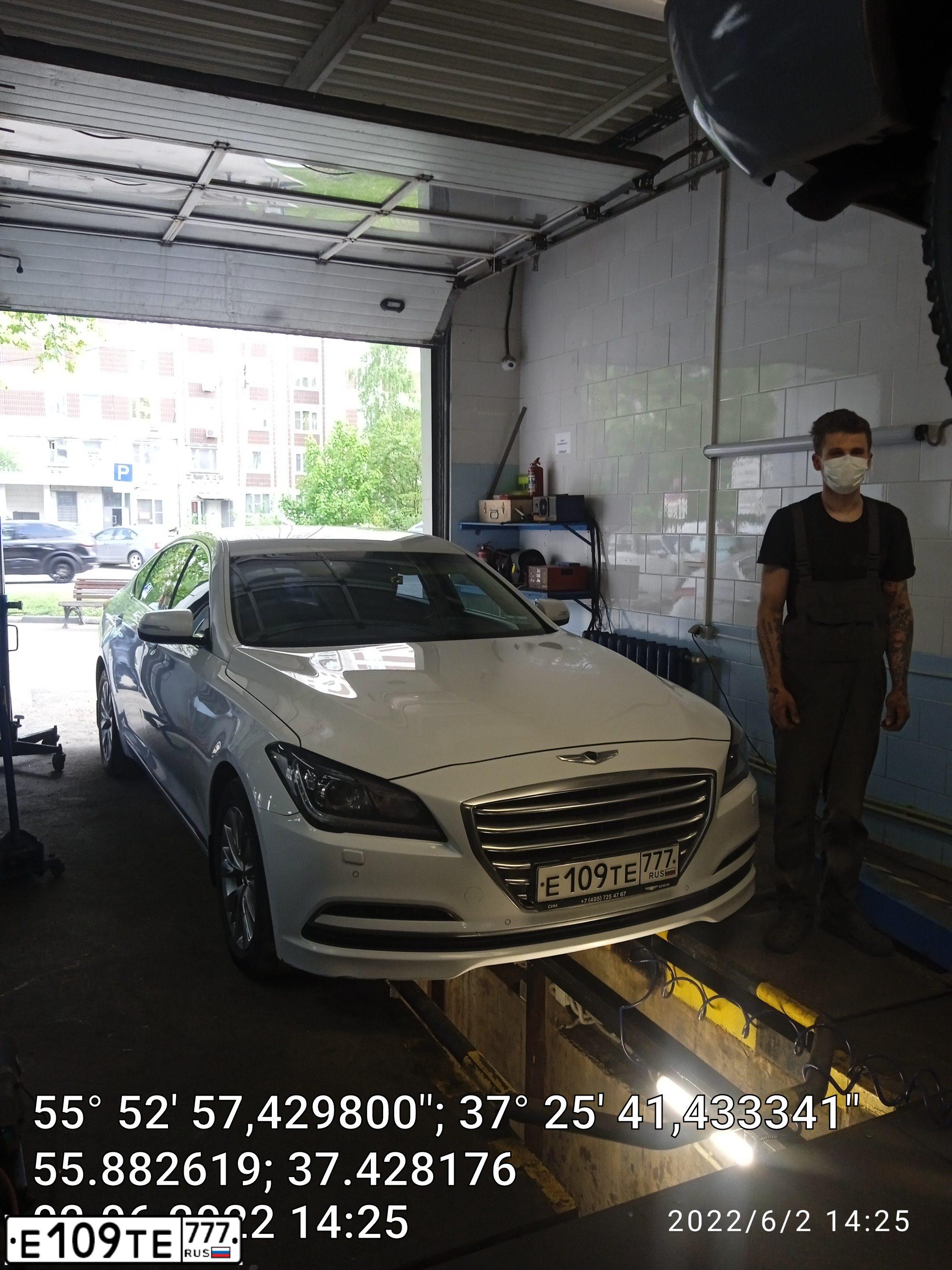 Фото автомобиля HYUNDAI GENESIS, 2016 — госномер Е109ТЕ777. Цвет: Белый
